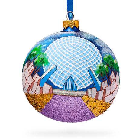 Glass Epcot Park in Orlando, Florida Glass Ball Christmas Ornament 4 Inches in Multi color Round