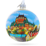 Old Quebec, Quebec City, Canada Glass Ball Christmas Ornament 4 Inches in Multi color, Round shape