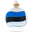 Glass Flag of Estonia Flag Glass Ball Christmas Ornament 3.25 Inches in Multi color Round