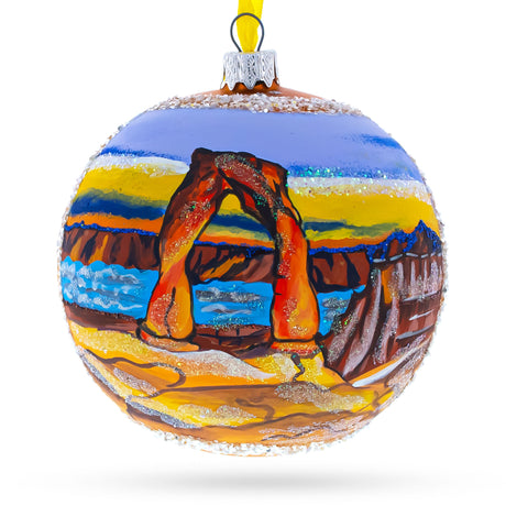 Glass Arches National Park, Utah, USA Glass Ball Christmas Ornament 4 Inches in Multi color Round