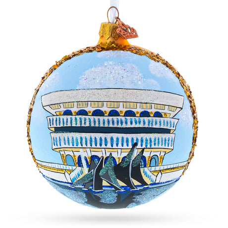 Glass New York State Museum, Albany, New York, USA Glass Ball Christmas Ornament 4 Inches in Multi color Round