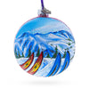 Glass Park City Ski Resort, Utah, USA Glass Ball Christmas Ornament 4 Inches in Multi color Round