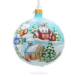Glass Children Playing in the Winter Village Glass Ball Christmas Ornament 4 Inches in Multi color Round