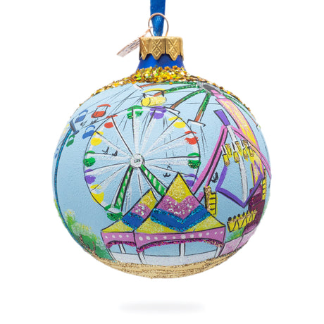 Glass State Fair, St Paul, Minnesota, USA Glass Ball Christmas Ornament 3.25 Inches in Multi color Round
