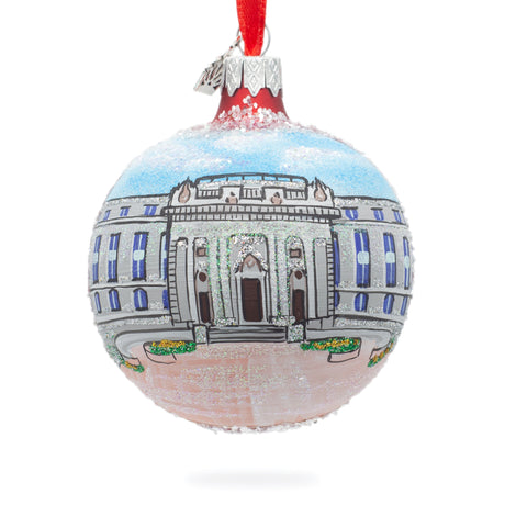 Glass U.S. Naval Academy, Annapolis, Maryland, USA Glass Ball Christmas Ornament 3.25 Inches in Multi color Round