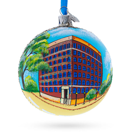 Glass The Sixth Floor Museum at Dealey Plaza, Dallas, Texas, USA Glass Ball Christmas Ornament in Multi color Round