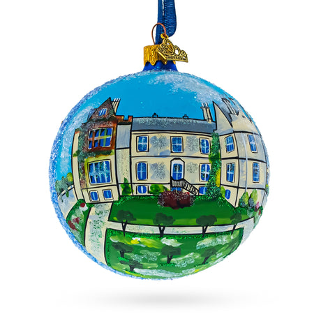 Glass Muckross House, Gardens & Traditional Farms, Kerry, Ireland Glass Christmas Ornament 4 Inches in Multi color Round