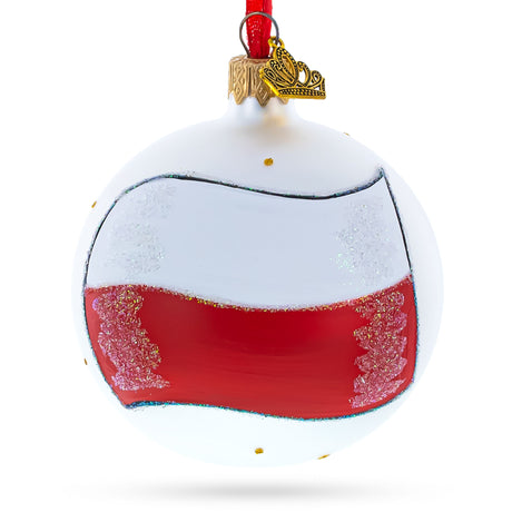 Glass Flag of Poland Glass Ball Christmas Ornament in Multi color Round