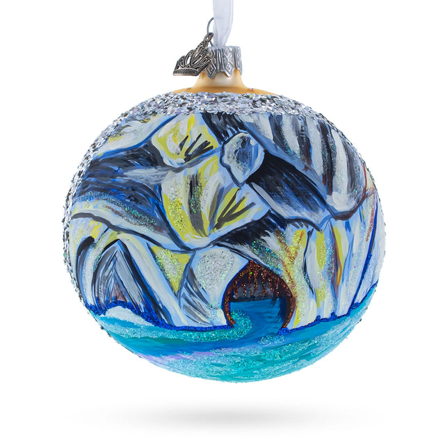 Glass Marble Caves, Argentina Glass Ball Christmas Ornament in Multi color Round