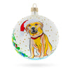 Glass Adorable Yellow Labrador Retriever Captured in Blown Glass Ball Christmas Animal Ornament 4 Inches in White color Round