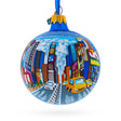 Glass Times Square, New York City Glass Ball Christmas Ornament 3.25 Inches in Blue color Round
