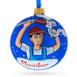 Glass Pipe Master: Plumber Blown Glass Ball Christmas Ornament 3.25 Inches in Blue color Round