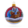 Glass Mischievous Cat Stuck in Chimney Blown Glass Ball Christmas Ornament 3.25 Inches in Red color Round