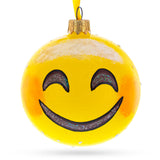 Glass Radiant Smiling Facial Expressions Glass Ball Christmas Ornament 3.25 Inches in Yellow color Round