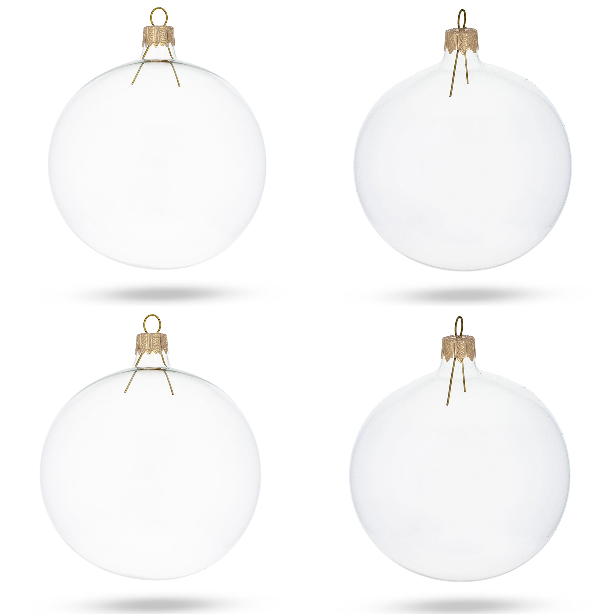 Set of 4 Clear Glass Ball Christmas Ornaments DIY Craft 4 Inches in Clear color Round