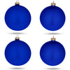 Glass Set Of 4 Blue Matte Glass Ball Christmas Ornaments 4 Inches in Blue color Round