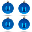 Glass Set of 4 Blue Glossy Glass Ball Christmas Ornaments 4 Inches in Blue color Round