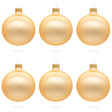 Glass Set of 6 Rose Gold Glass Ball Ornaments 3.25 Inches in Beige color Round