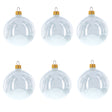 Glass Set of 6 White Glossy Glass Ball Christmas Ornaments 3.25 Inches in White color Round