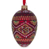 Glass Red Geometric Ukrainian Egg Glass Christmas Ornament 4 Inches in Red color Oval