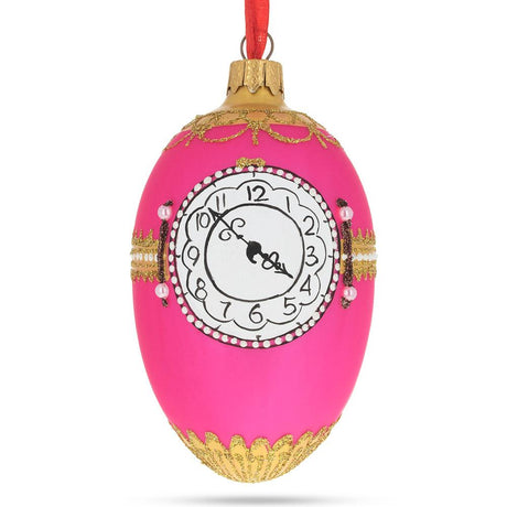 Glass 1902 Rothschild Royal Egg Glass Ornament 4 Inches in Pink color Oval
