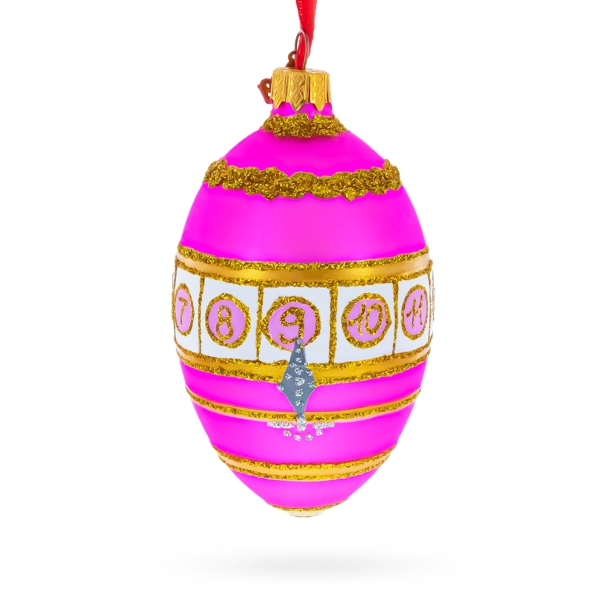 1910 Colonnade Royal Egg Glass Ornament 4 Inches in Pink color Oval
