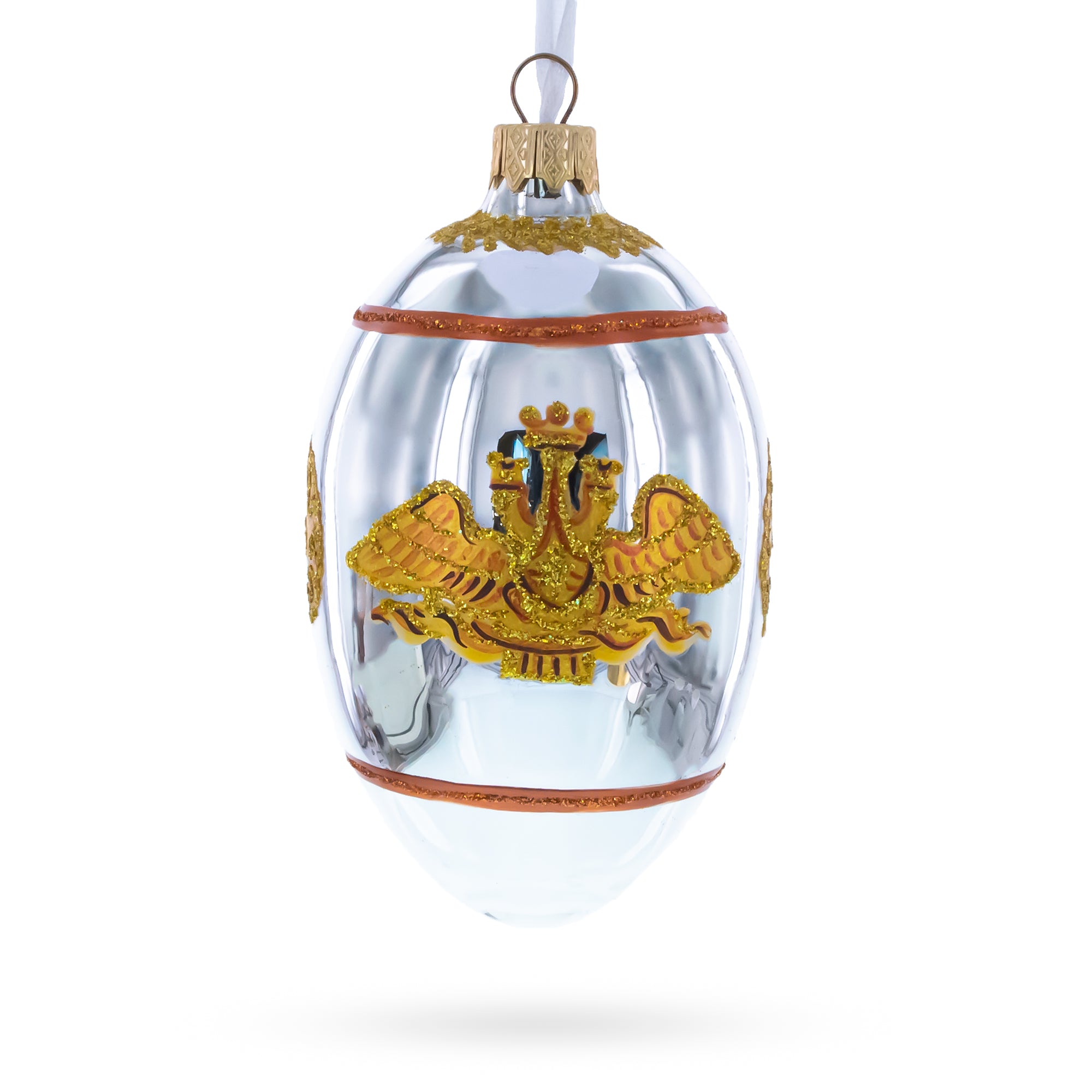 1916 Steel Military Royal Glass Egg Ornament 4 Inches in White color Oval