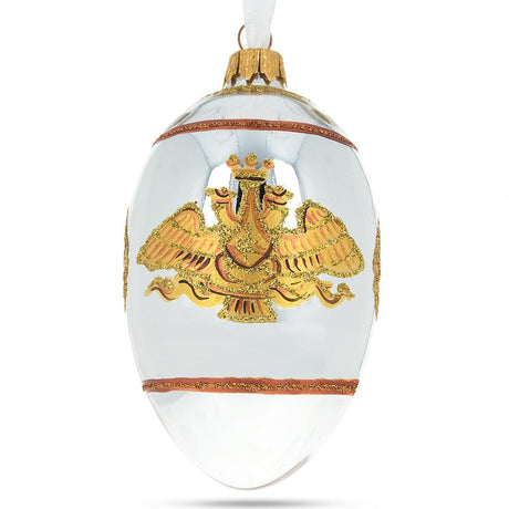 Glass 1916 Steel Military Royal Glass Egg Ornament 4 Inches in White color Oval