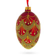 Glass White Trellis On Red Egg Glass Ornament 4 Inches in Red color Oval