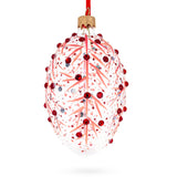 Glass Ruby Branches Glass Egg Christmas Ornament 4 Inches in Red color Oval