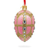Glass Diamonds on Gold and Pink Glass Egg Ornament 4 Inches in Pink color Oval