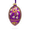 Glass White Flowers on Purple Lattice Glass Egg Ornament 4 Inches in Purple color Oval