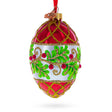 Glass Berries on the Branch Glass Egg Ornament 4 Inches in Red color Oval