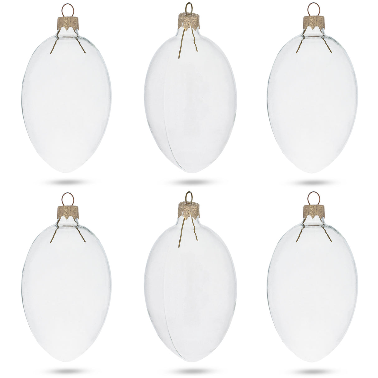 Glass Set of 6 Clear Glass Egg Ornaments DIY Craft 4 Inches in Clear color Oval