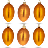Glass Set of 6 Orange Matte Glass Egg Ornaments 4 Inches in Gold color Oval