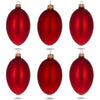 Glass Set of 6 Red Matte Glass Egg Ornaments 4 Inches in Red color Oval