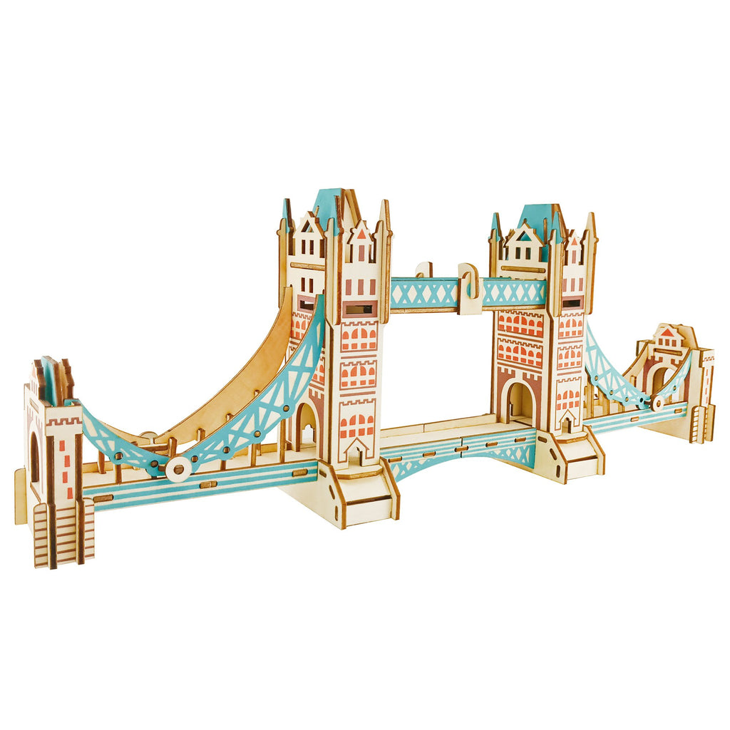 Wood London Tower Bridge Model Kit - Wooden Laser-Cut 3D Puzzle (105 Pcs) in Beige color