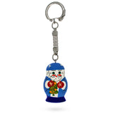 Wood Santa in Blue Color Wooden Key Chain in Blue color