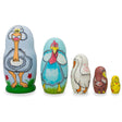 Set of 5 Ostrich, Turkey, Duck Birds Wooden Animal Nesting Dolls 4.25 Inches in Multi color,  shape