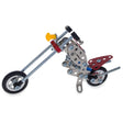 Metal Long Metal Motorcycle Chopper Bike Model Kit (105 Pieces) 7.5 Inches in Multi color