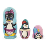 Set of 5 Penguins Wooden Nesting Dolls 6 InchesUkraine ,dimensions in inches: 6 x 3 x 3