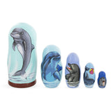 Wood Set of 5 Dolphins Wooden Nesting Dolls 6 Inches in Multi color