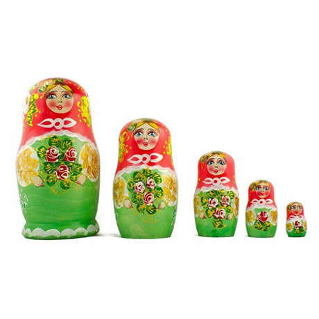 Wood Set of 5 Olga Nesting Dolls 6.5 Inches in Multi color