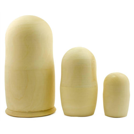 Wood Set of 3 Unpainted Blank Wooden Nesting Dolls 7 Inches in Beige color