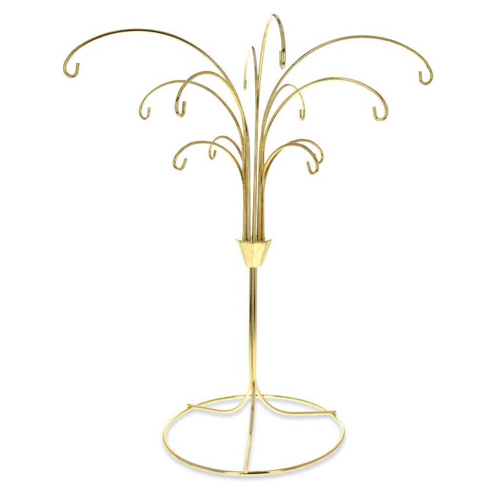 12-Arm Gold Ornament Stand - Tree Branches Design in Silver Tone Metal, Holds 12 Ornaments 12 Inches ,dimensions in inches: 12 x  x
