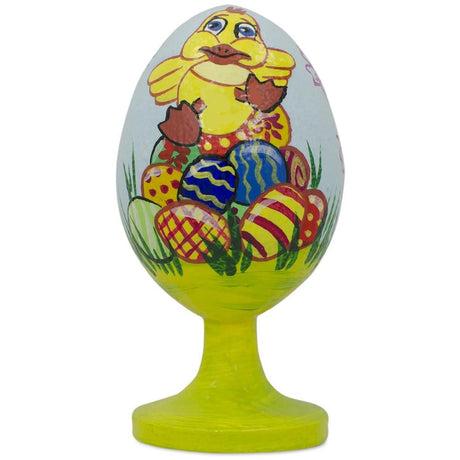 Wood Duckling Easter Eggs Wooden Figurine in Multi color Oval