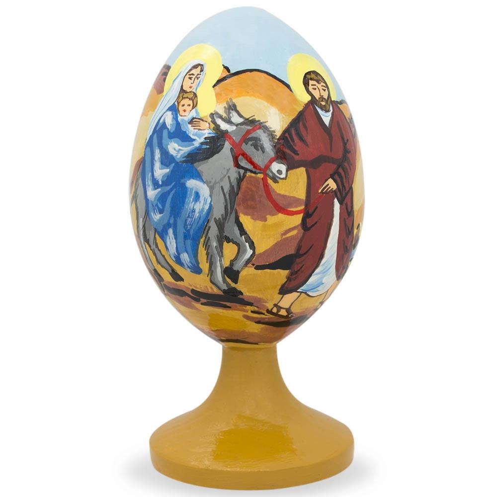 Wood The Holy Family Traveling Wooden Figurine in Multi color Oval