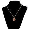 Floral Elegance: 20" Red Flower on Green Enamel Royal Egg Necklace ,dimensions in inches: 1 x 0.75 x 0.75