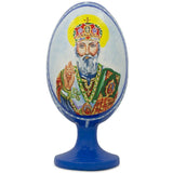 Wood St Nicholas with the Bible Wooden Easter Egg Figurine 4.75 Inches in Multi color Oval