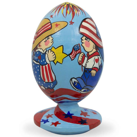 Wood USA Independence Day Wooden Figurine in Multi color Oval